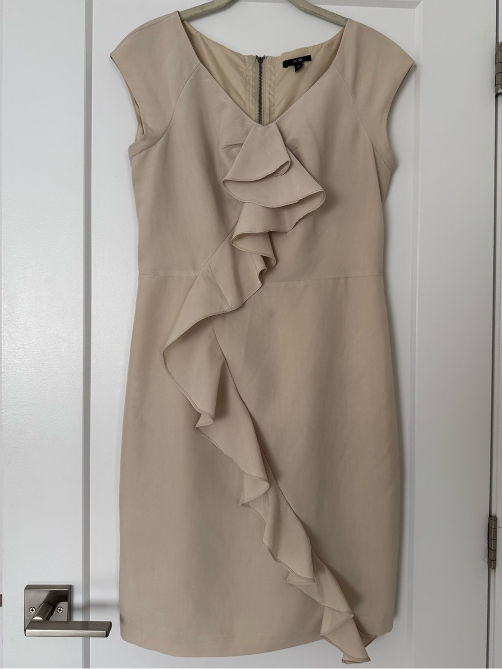 Jacob Beige Ruffle Sheath Dress - Classic Women's Work Dress